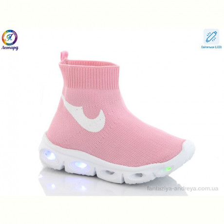 Кроссовки Леопард AX059-113A pink led