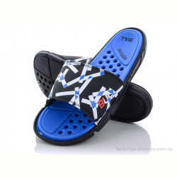 Шлепки Obuvok R023 black-blue (08841)