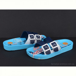 Шлепки Violeta 11378 white-blue